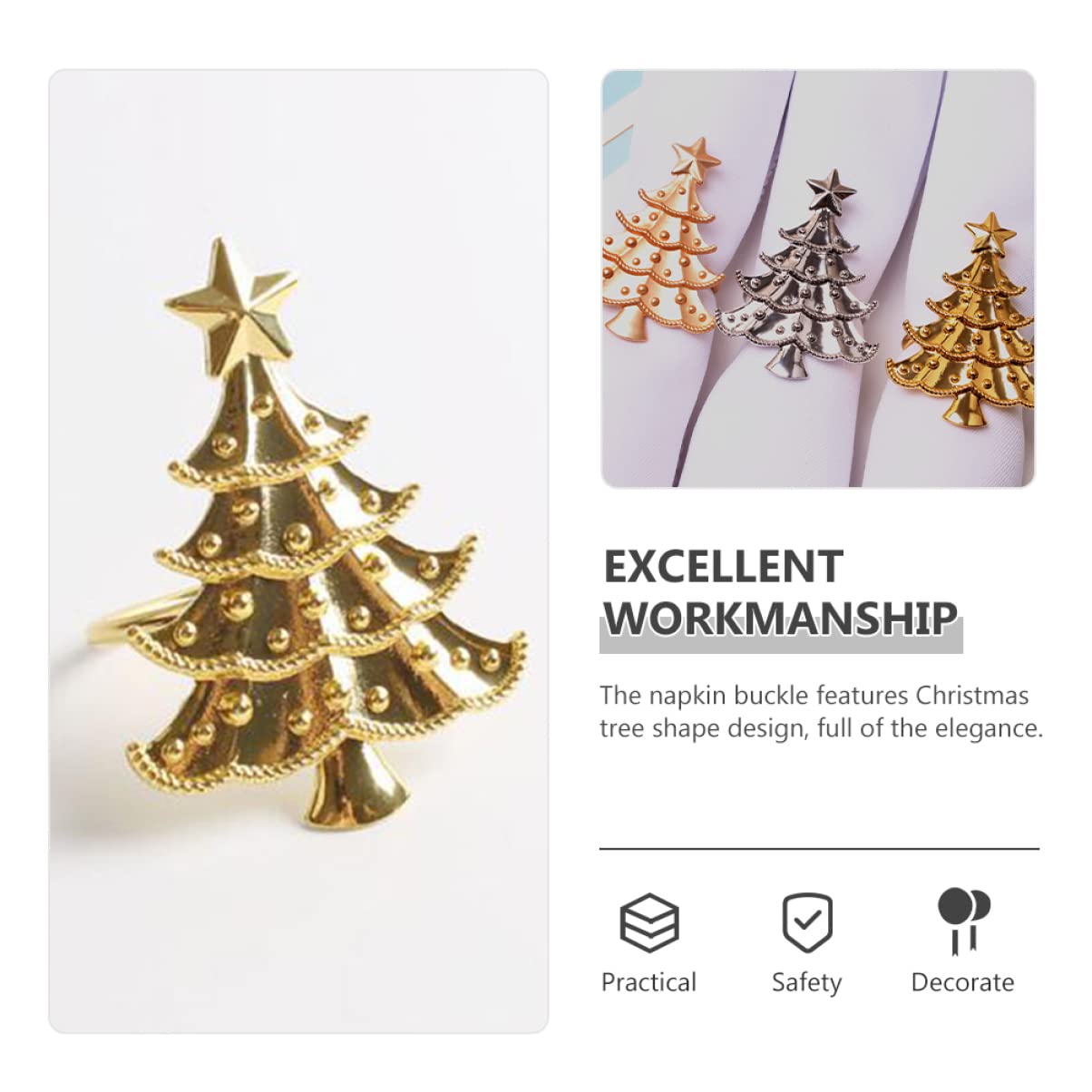 Alipis 24stücke Teiliges Weihnachtsbaum Serviettenringe Metall Für Festliche Tischdekoration Für Dinnerpartys Und Familienfeiern Design Gold