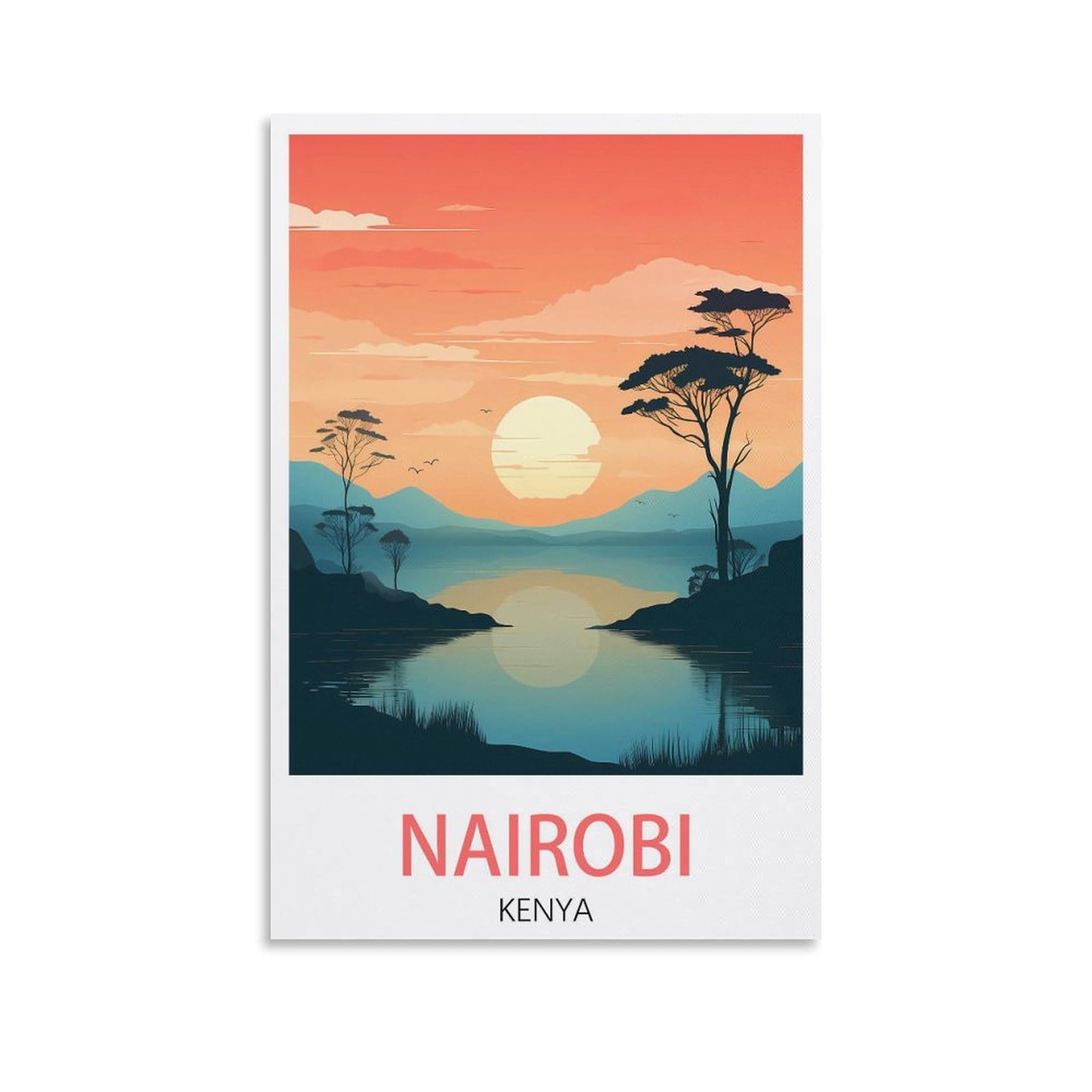 Lhjoiun Unframe-Style Nairobi Kenya Vintage Travel Posters Mountain 20X30inch(50X75cm) Art Canvas Print For Living Room Bedroom Home Decoration Modern Art