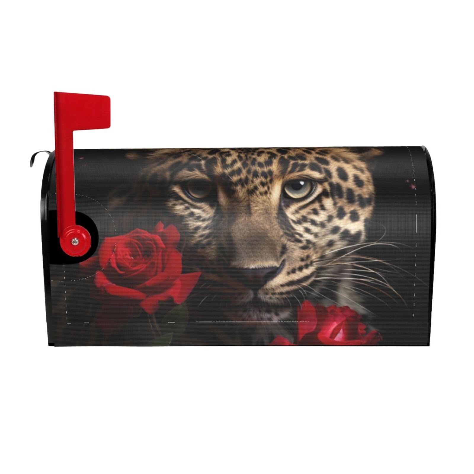 Rose Leopard Mailbox Covers Magnetic Wraps Post Letter Box Cover Garden Home Decor 25.5x21 in