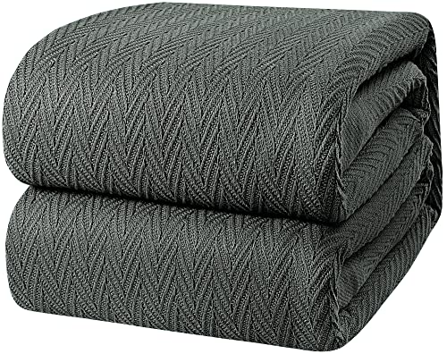 Lamanni Luxury Thermal Cotton Blankets - Soft, Cozy, Breathable Bed Blanket For Couch Or Bed - All Season (Charcoal, King) #TOP1