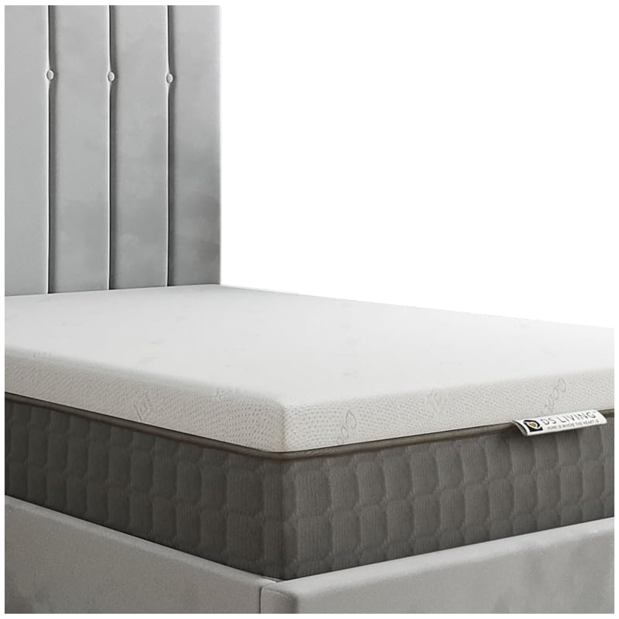 DS Living Small Double Memory Foam Mattress Topper - 10cm Depth - White - Luxury Comfort & Support