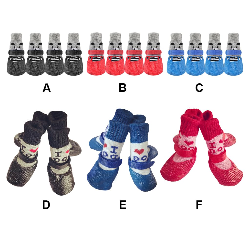 Lot de 10 chaussures de pluie et de neige chaudes pour animal de compagnie avec semelle en caoutchouc et couvre-pattes, chaussures épaisses pour petit chien, rouge, taille L