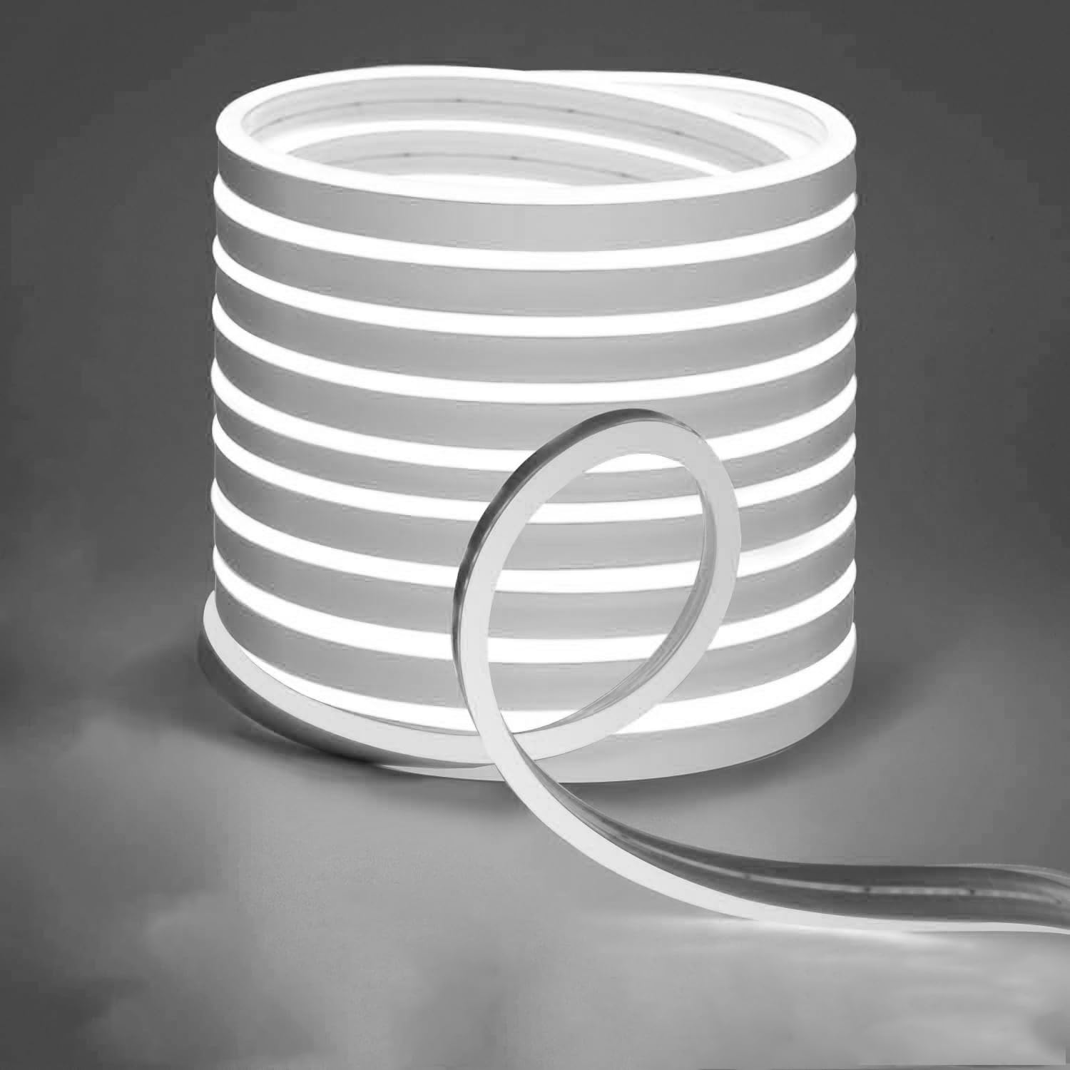 EYUVAA LABEL 5 Mtr High Glow Neon Strip Light | 24V Waterproof Flexible Silicon Neon Light for Wall, Indoor, Outdoors Decor DIY, Diwali Decoration Lights (White)