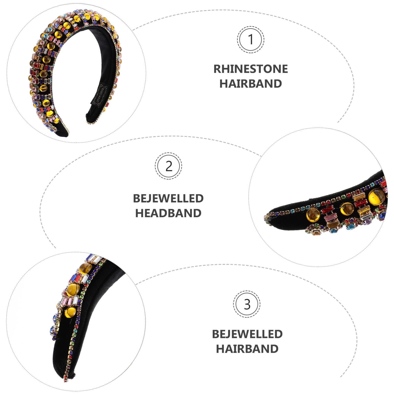 Ipetboom 3pezzi Cerchietto Fatta Mano Con Strass Accessorio Elegante Per Per Feste Matrimoni e Occasioni Speciali