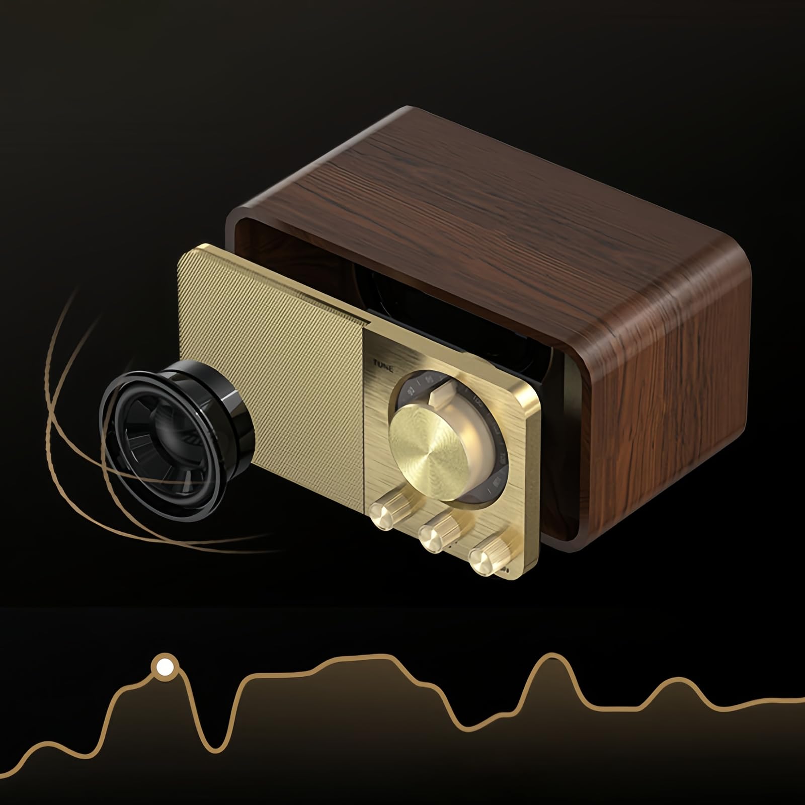 Poste Vintage Radio Bluetooth Portable AUX/USB, Haut-parleur 5 Watts pour Cuisine, Chambre, Bureau