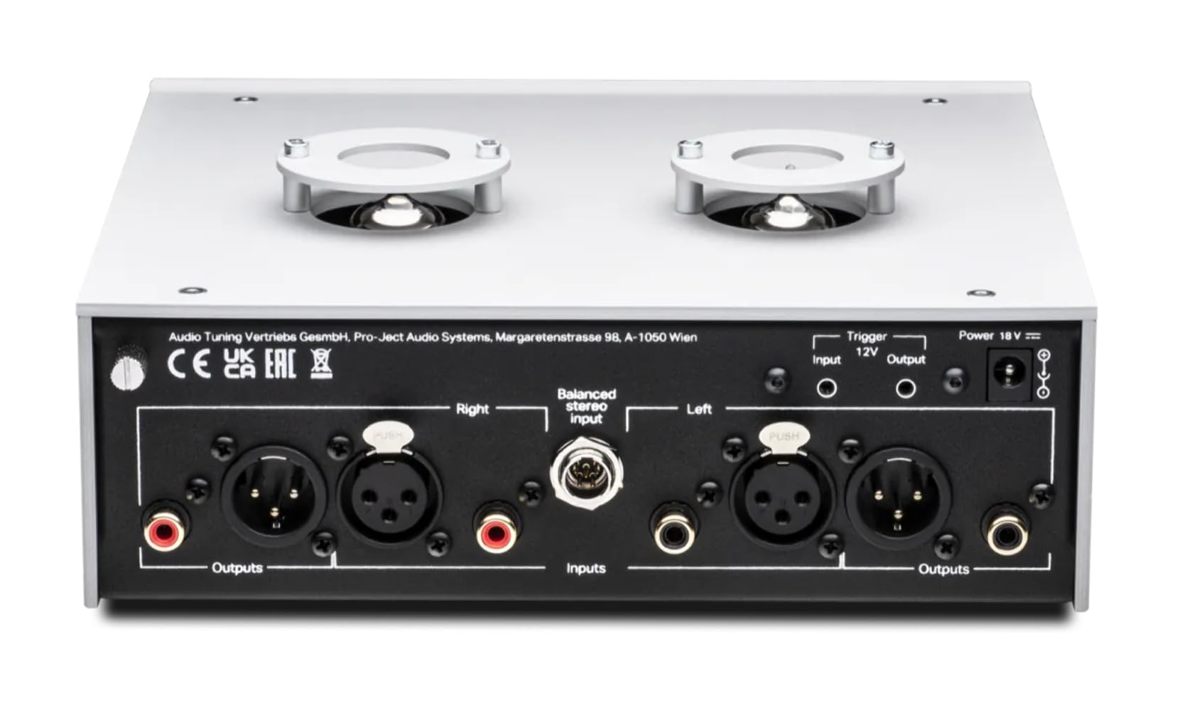 Pro-Ject Tube Box DS3 B Dual-Mono True Balanced Röhren-Phono-Vorverstärker (Silber)