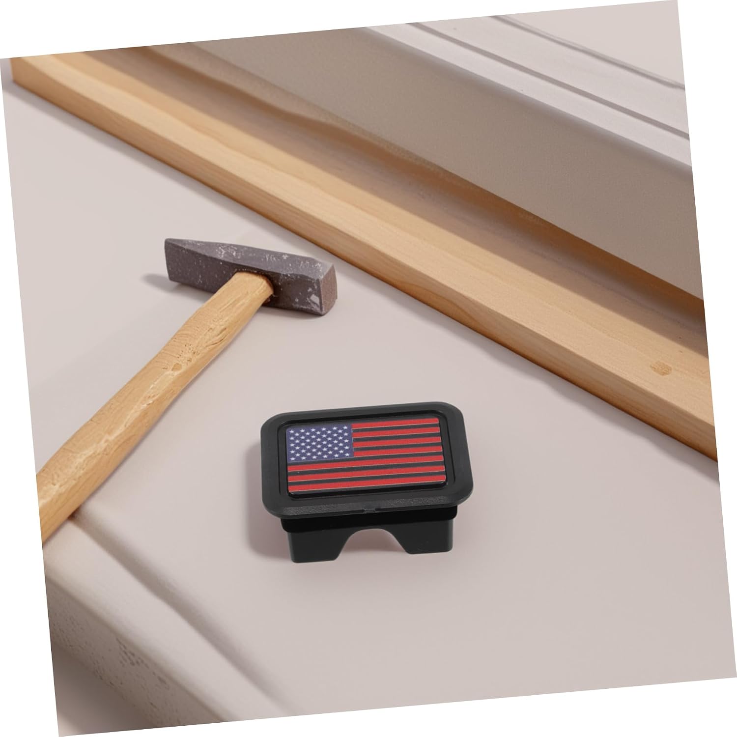 GLEAVI 2pcs Ram Trunk Hole Stake Pocket Covers Abs Tailgate Accessories Patriotic Flag Design Compatible Models