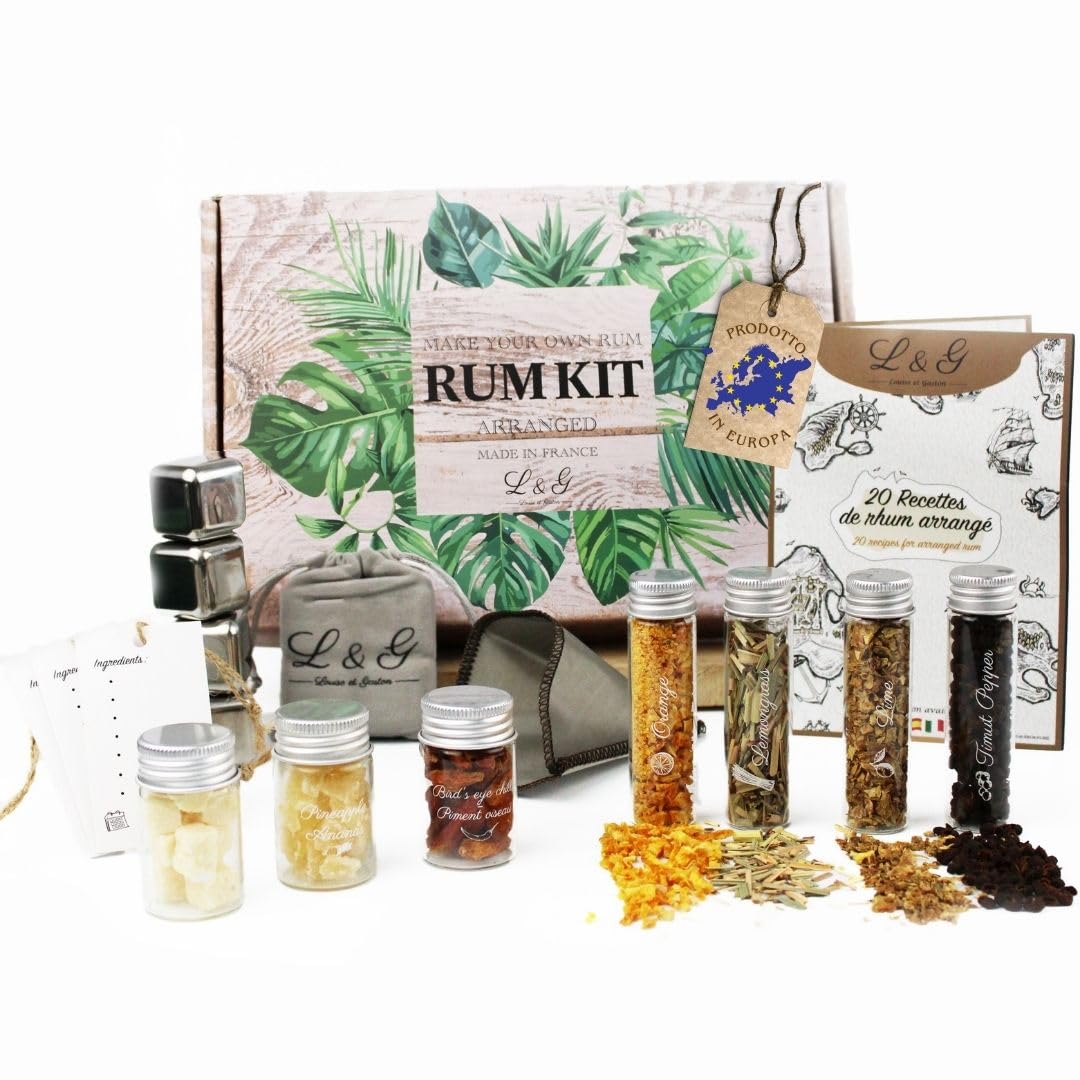 Kit personalizzato L&G® per la scoperta delle spezie al rum - Esclusiva scatola fai da te per uomo/donna, Natale originale, compleanno, idea regalo originale per San Valentino, esperienza domestica in