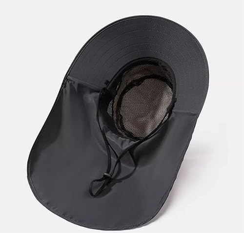 Miniatura 8 de HLLMAN Sombrero de ala súper ancha, protección UPF 50+, sombrero de pescador impermeable para pesca, senderismo, campamento, nailon transpirable y
