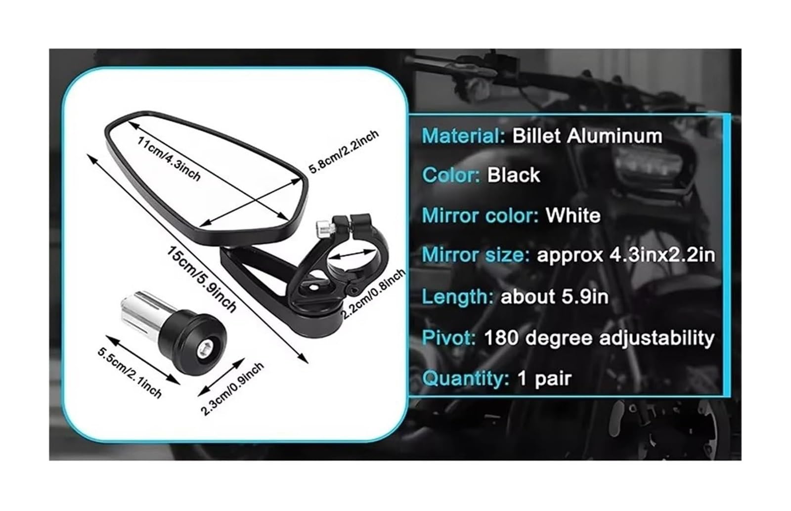 Adaptador Espejo Motocicleta Por R125 1 Par Espejo Retrovisor Motocicleta Manillar Universal Scooter(G)