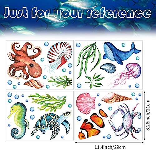 52 Pieces Glowing Wall Stickers Sea Turtle Wall Decals Ocean Creature Wall Stickers Waterproof Ocean Wall Sticker Pvc Sea Animals Wall Stickers For Kids Room Living Room Nursery Bathroom Decoration #TOP1