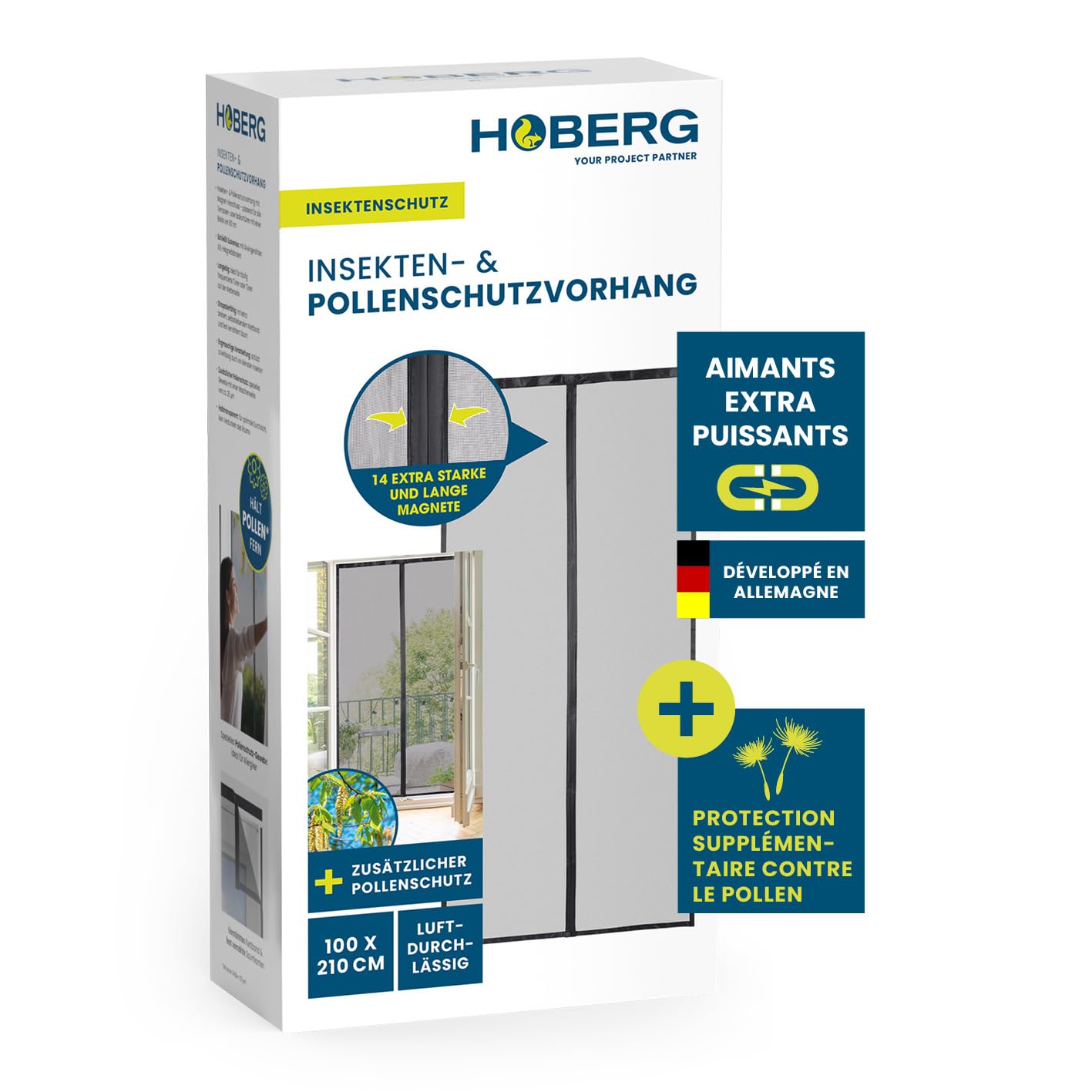 Moustiquaire de porte avec bandes magnétiques XXL HOBERG rideau anti-insectes haute densité