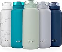Vista 22 de Ello Cooper Twist - Botella de agua de acero inoxidable de 32 onzas con tapa para beber A prueba de fugas Doble pared y aislada al vacío Asa