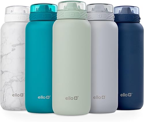 Miniatura 22 de Ello Cooper Twist - Botella de agua de acero inoxidable de 32 onzas con tapa para beber, a prueba de fugas, doble pared y aislada al vacío, lazo de