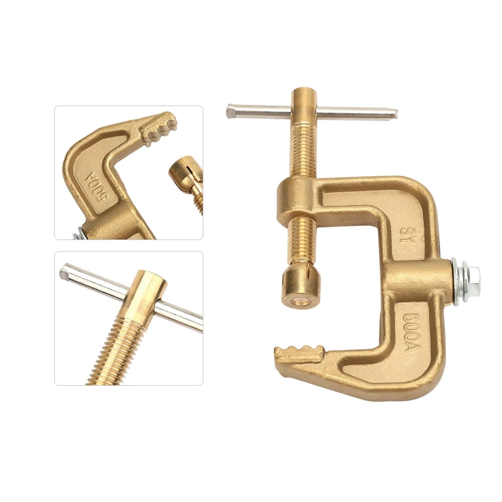 Pinza massa per saldatrice Morsetto di messa a terra 500A Materiale in ottone Saldatura a forma di G for macchina