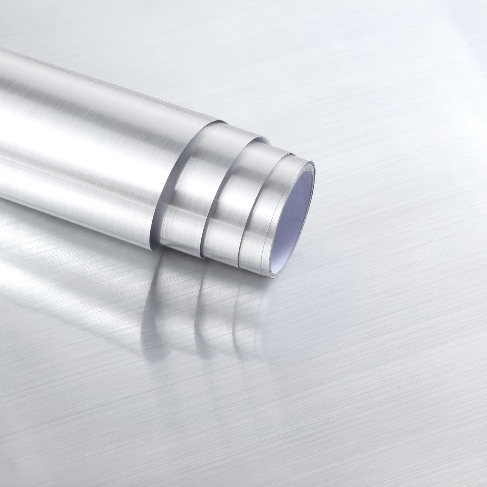 Arthome Gebürstetes Silber Klebefolie Möbel Tapete,40cmx3m Selbstklebende Tapete Wasserdichtes PVC Vinyl Möbelfolie, Klebefolie Papier für Möbelabdeckung, Arbeitsplatte, Küche, Regalauskleidung