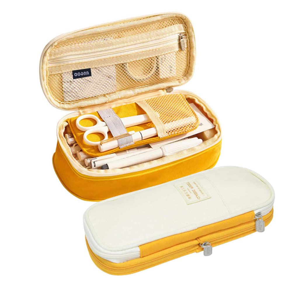 GALER Large Pencil Case Office College School Big Capacity Storage High Capacity Bag Pouch Holder Box Organizer for Teen Boys Girls School Students - Yellow