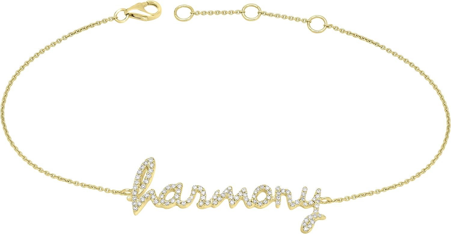 14K Yellow Gold 0.27 Ct Round Diamond Harmony Charm Bracelet(GH Color, SI1 Clarity)
