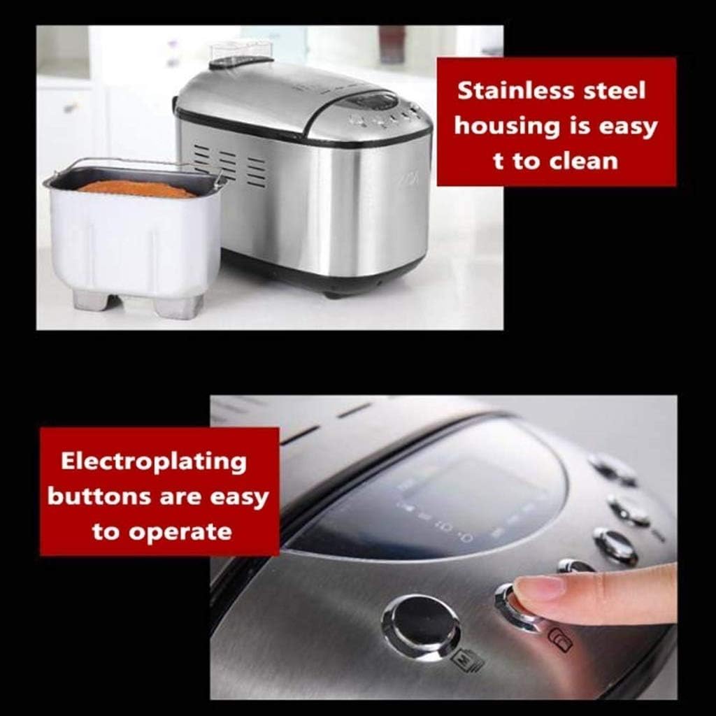 Bread Machine Premium Dough Maker with Auto Fruit and Nut Dispenser, Loaf Capacity, Stainless Steel