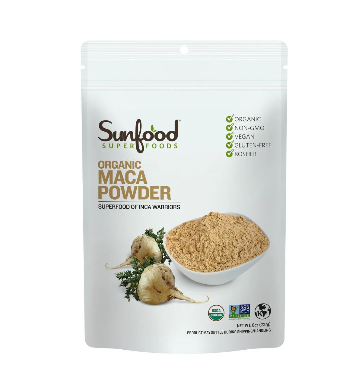 Sunfood Superfoods Organic Maca Powder for Men & Women - Maca Root Powder Organic with Adaptogens, Use in Smoothies & Other Recipes, Peruvian, Vegan