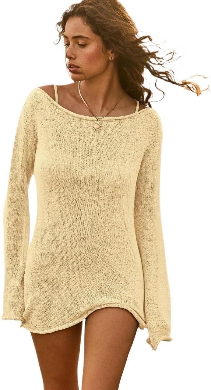 swimsuit coverup for women Lightweight Knit Beach Dress