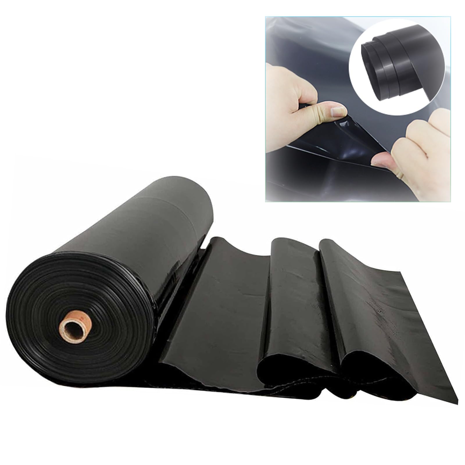 Black Fish Pond Liners 2x8m 1.5x10m 4x6m 5x8m 6x10m 10x15m Large Garden Pool Anti-Seepage Membrane Thickness 0.12mm Flexible HDPE Pond Lining For Waterproof Landscape, Fish Or Koi Pond(Size:6x10m)