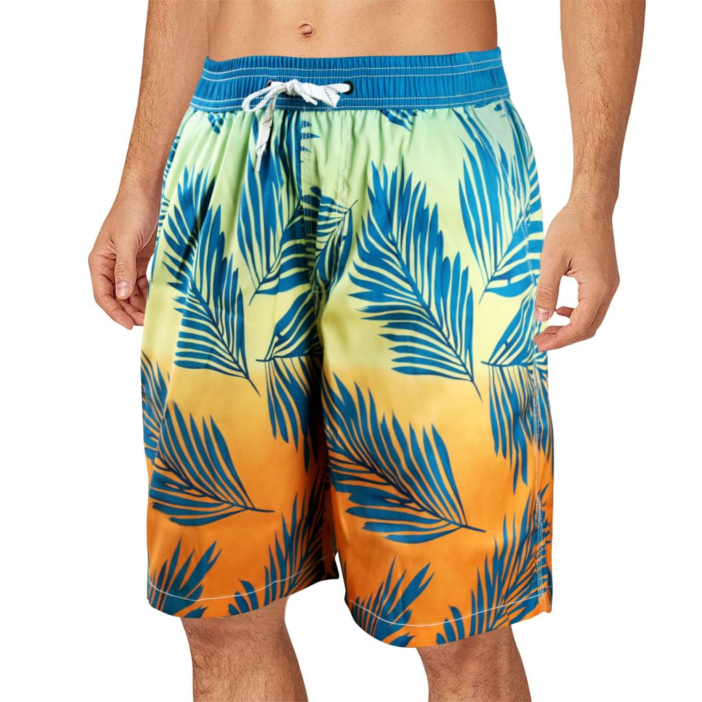 PROBEROS® Swimming Shorts for Men, Casual Fashion Gradient Print Summer Beach Shorts Quick Dry Polyester Elastic Waist Shorts Chino Shorts Summer Swim Short Beach Wear, L