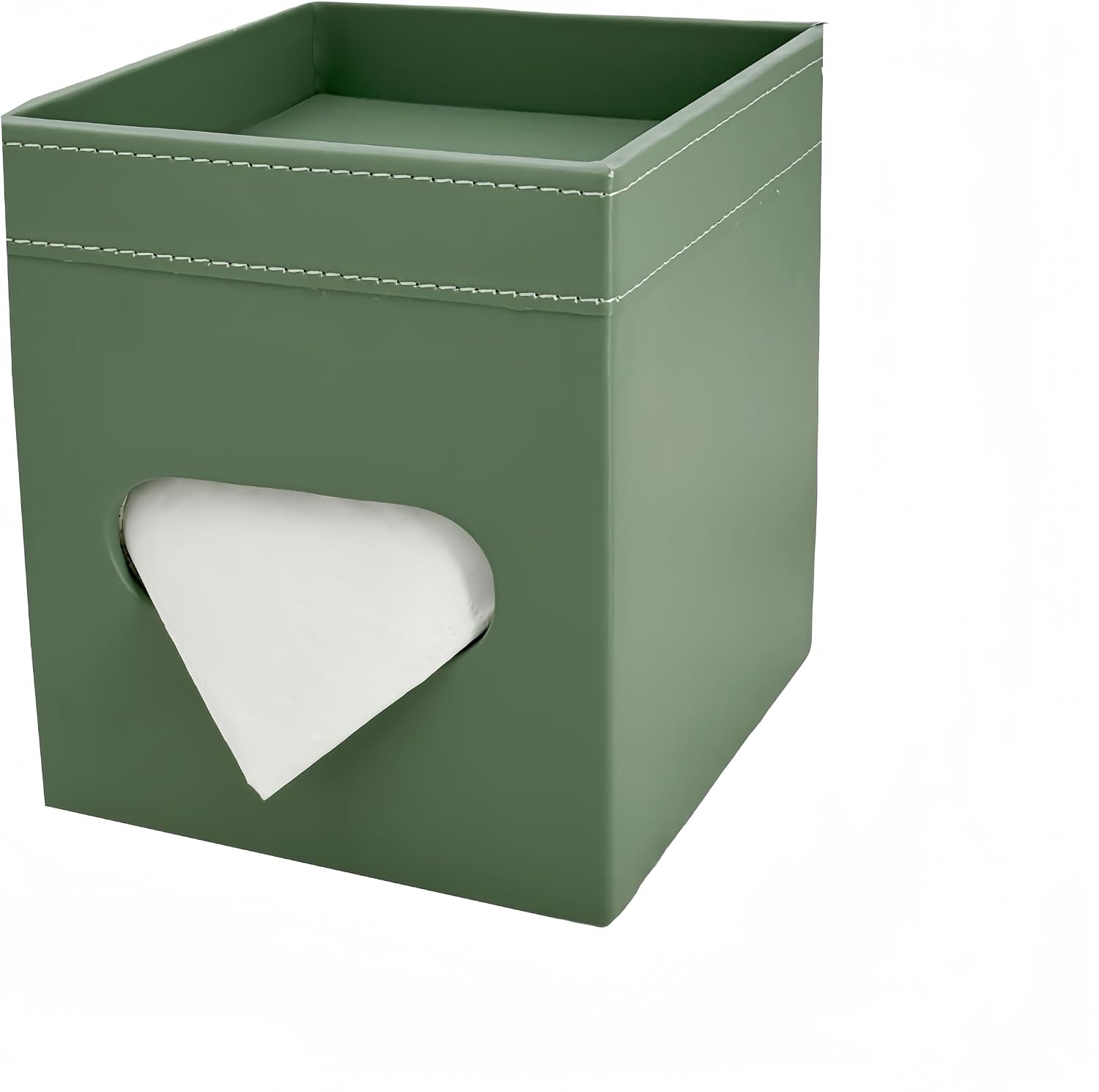 PU Leather Tissue Box Cover Square, Modern Tissue Holder with Storage Valet Tray, Nightstand Decorative Tissues Case, Facial Tissue Box Holder for Bathroom,Bedroom,Livingroom and Office (Light Green)