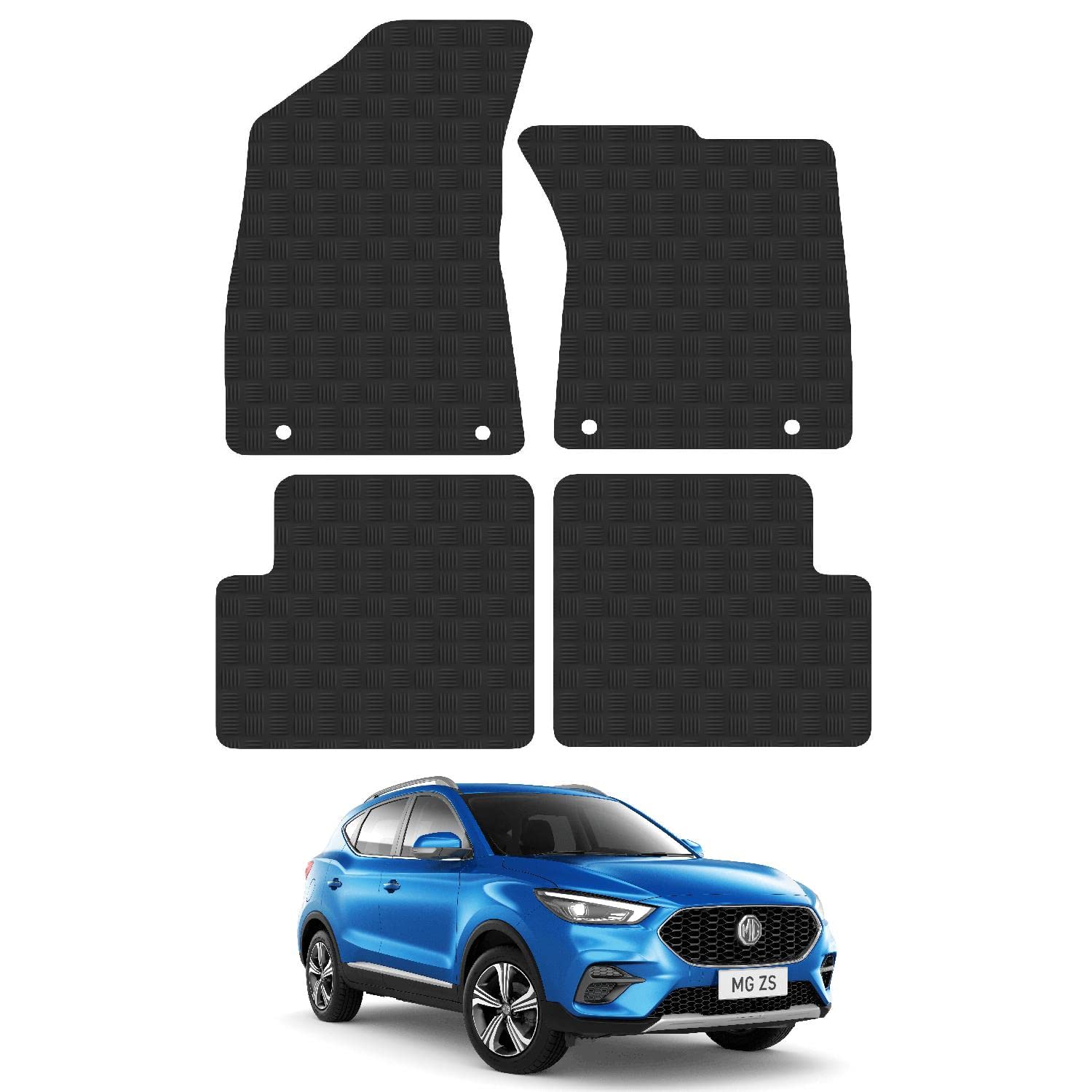 MG ZS (2017-2022) [Manual] Rubber Car Mats Accessories Tailored Fit Compatible Accessory Waterproof Protection Non-Slip Floor Mats Full Coverage Durable Front Rear Set Coverage with Clips