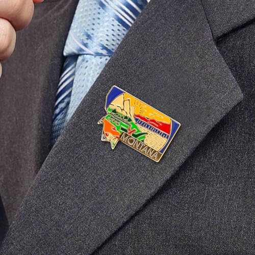 Image of State Shaped Map Lapel Metal Pin Enamel Brooch Keepsake Beautifully Designed for Backpack Hat