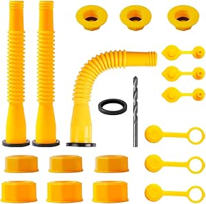 Universal Gas Can Spout Replacement Kit - Fits 1/2/5/10 Gallon Cans, 6-Piece Set With No-Spill Design
