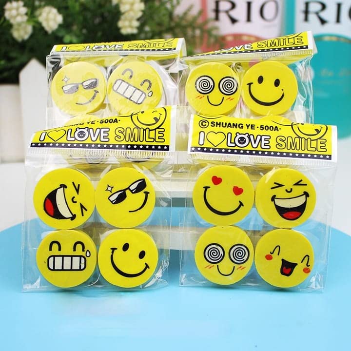 TERA 13 Eraser Return Gifts For Kids (24 Pcs) Eraser Set For Girls Emo-Ji Shape For Kids Stylish Rubber For School Stationary Items, Yellow