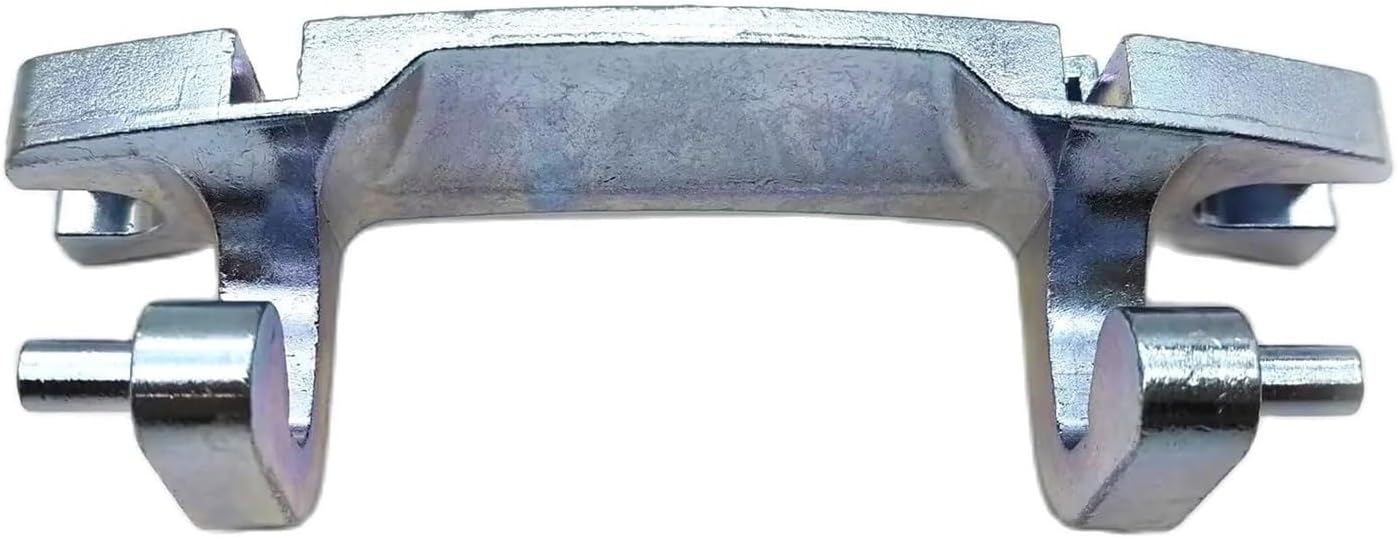 Rear view of the washer door hinge, showing the back side of the mounting brackets.