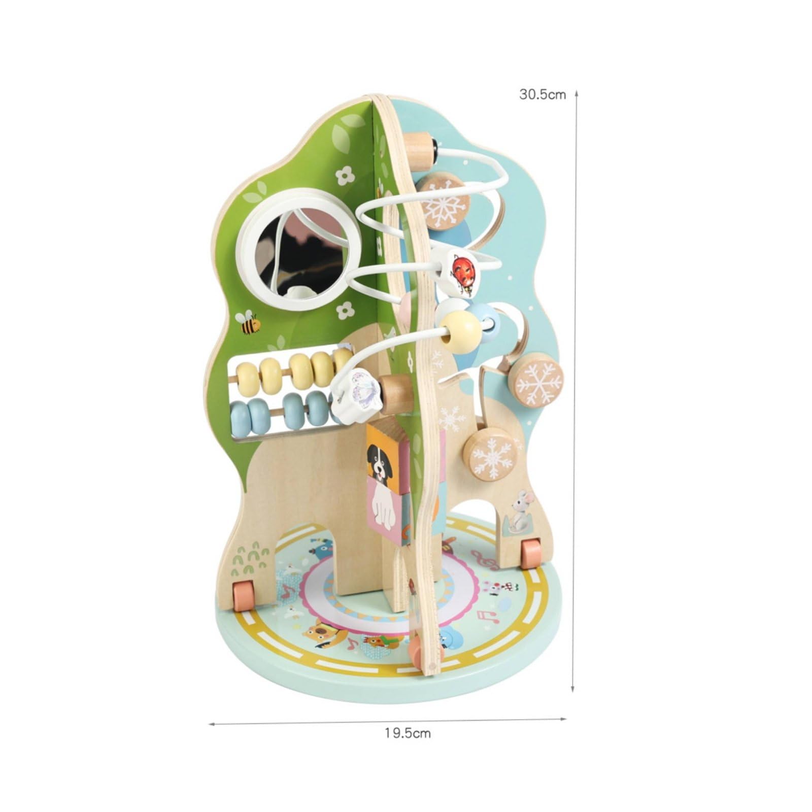 Giocattolo Educativo per Bambini Albero attività Rotante Busy Board Cubo Motricità Perline Torre Interattiva in Legno Stimola Coordinazione E Concentrazione Adatto per Casa Asilo Aula