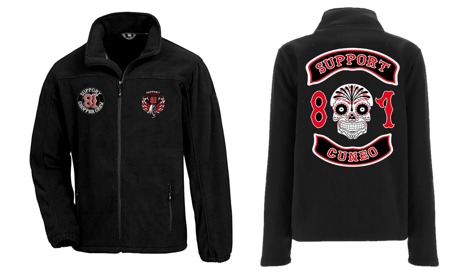 Generico Men's Sweatshirt Support Black with Retro Skull Support 81 Italy Wedge