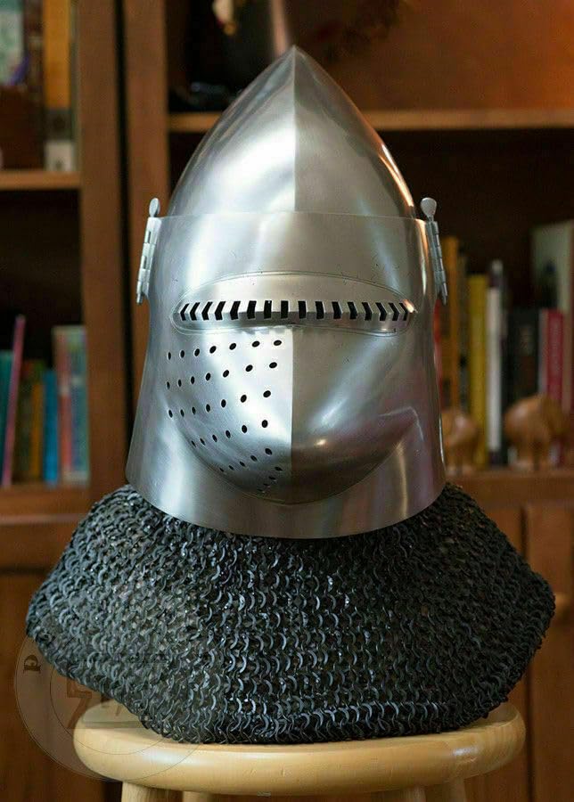 Generic Medieval Helmet Combat Bassinet Helmet 18 Gage Steel Medieval Pig Face Helmet