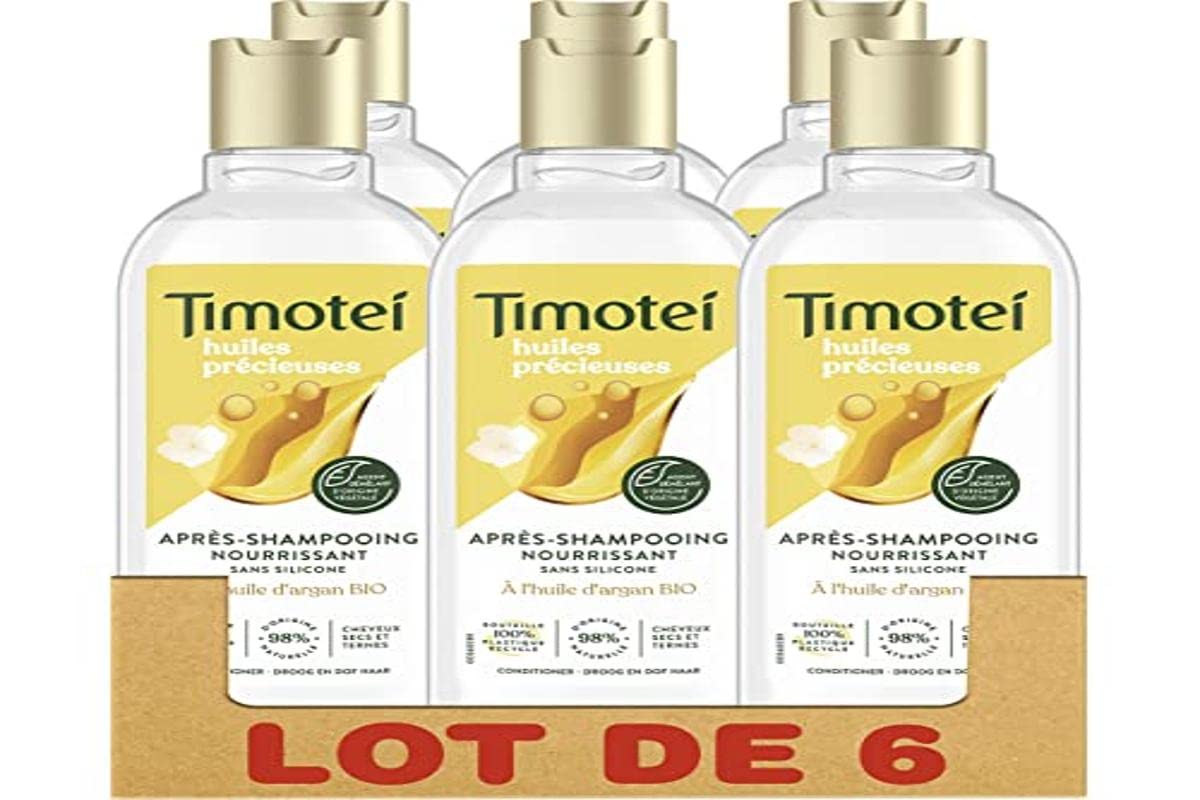 TimoteiWomen's Nourishing Conditioner Precious Organic Argan Oils and Jasmine Flower for Dry and Dull Hair, Silicone Free - Pack of 6 x 300 ml