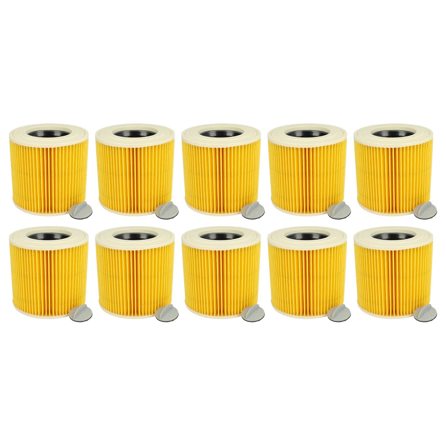 vhbw 10x filtro a pieghe piatte sostituisce Kärcher 6.414-789.0, 6.414-789 per aspirapolvere - giallo/marrone