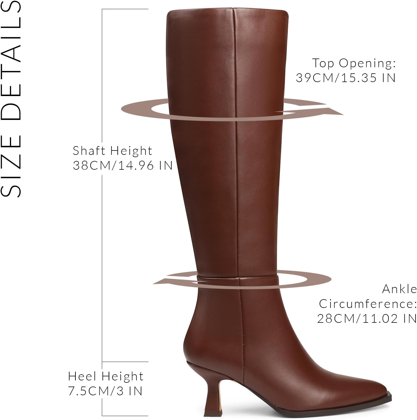 VOMIRA Knee High Boots for Women Black Boots Pointy Toe Kitten Heels Wide Calf Boots 3 In High Heels Long Boots Stiletto Boots Dress Tall Boots - Image 4