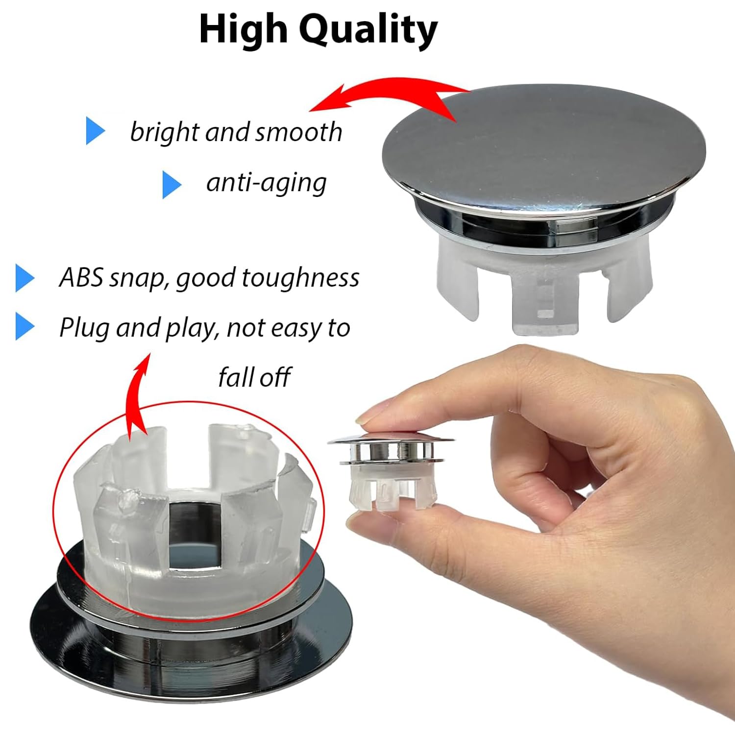 Juego de 4 cubiertas de desbordamiento para fregadero, anillo de desbordamiento redondo para lavabo y accesorios de bañera para fregadero de baño (plateado)