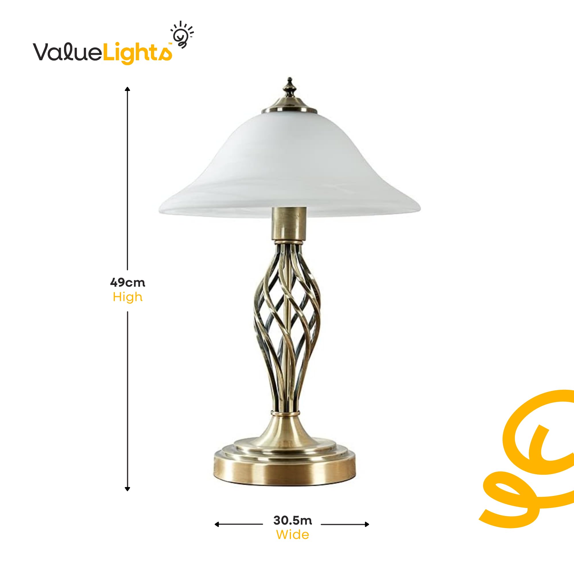 MiniSun | Traditional Style Twist Table Lamps With A Frosted Alabaster Shade | Table Lamps, Home Décor & Improvement Essential | Set Of 2 - View #2