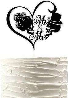 Skull Mr and Mrs Cake Topper,Till Death Do Us Part Skeleton Bride and Groom Cake Decor,Halloween Wedding Party Decorations