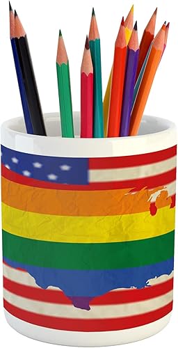 Ambesonne Portalápices de flecha, estilo de flecha y patrón geométrico en estilo retro cultural boho, soporte de cerámica para escritorio y oficina,