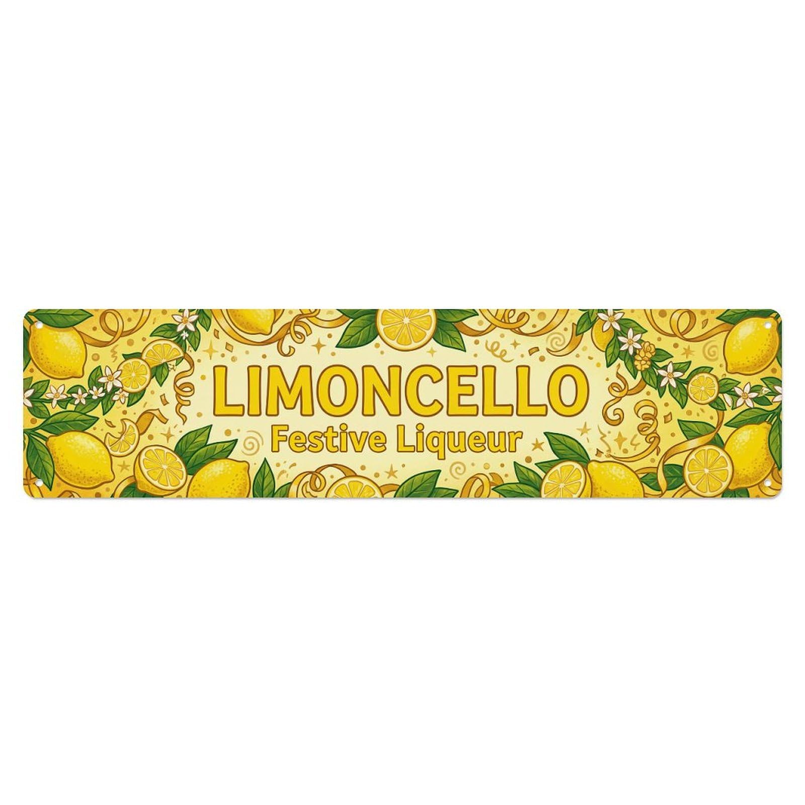 Vintage Limoncello Festive Lemon Liqueur Metal Tin Sign Plaque Wall Decor for Cafe, Club, Garden Metal Poster 4x16Inch