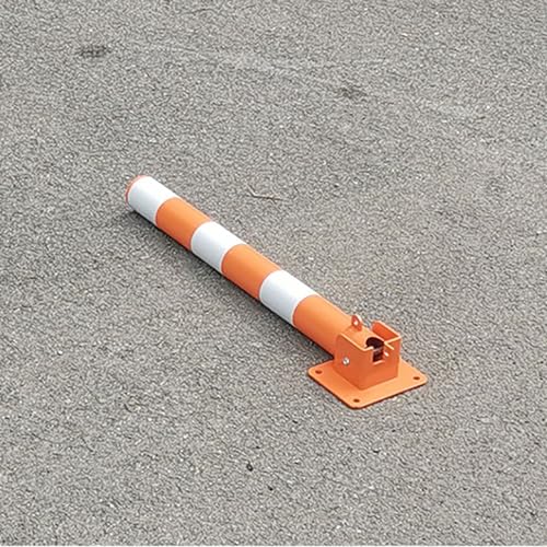 Generico Paletto di Sicurezza Pieghevole con Chiavi e Nastro Riflettente - Barriera Stradale in Acciaio Resistente per Un Controllo Sicuro del parcheggio in Aree ad Alto Traffico - Disponibile in Gri