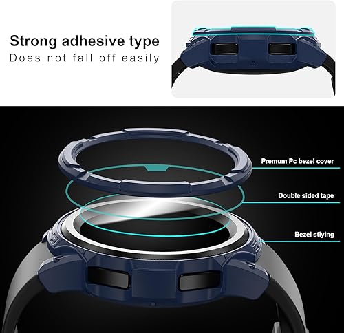 Miniatura 4 de Cuteey Protector de bisel 3 en 1 para Samsung Galaxy Watch 6 Classic 1.850 in, funda protectora de pantalla suave con película protectora de vidrio