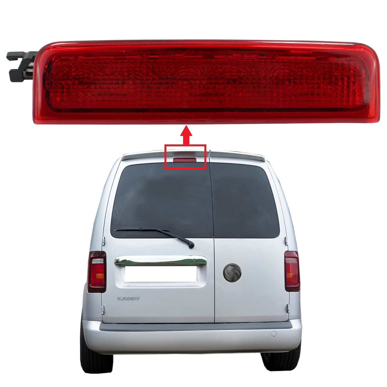 Terza Luce Di Stop Per VW Caddy III 2004-2015 - LED Rosso 12V, OE 2K0945087C/A/B - Foto 8