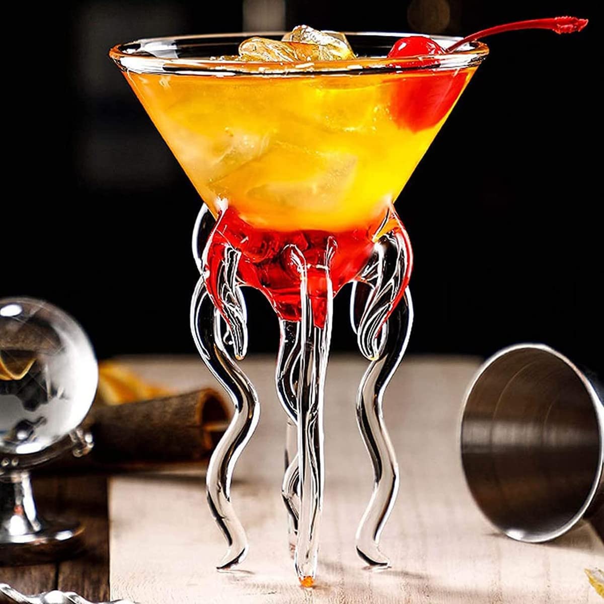 Set di 2 bicchieri creativi da 155 ml, per festa di Octopus, cocktail e cocktail, in cristallo trasparente di alta qualità, per casa, matrimoni e celebrazioni.