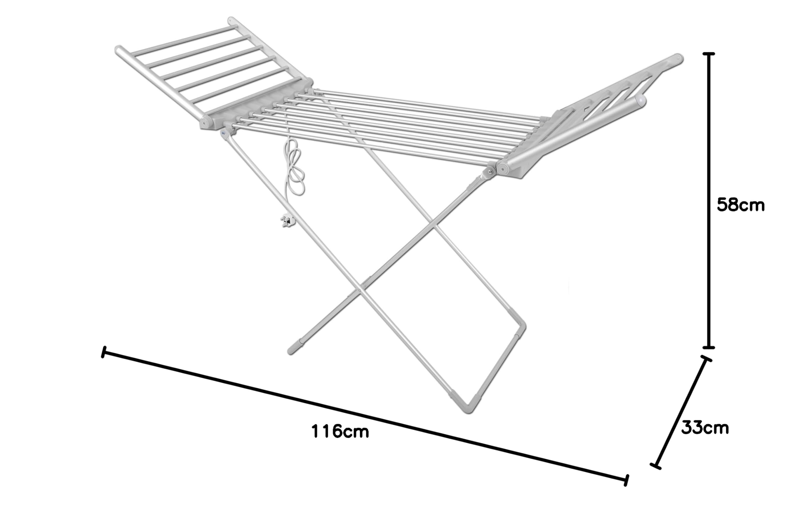 Herzberg, Secadora de Ropa Eléctrica de Secado Rápido, 20 Tubos Calefactores, Extensión de ala Plegable, Resistente y Duradera, Pies Antideslizantes, Capacidad de 15 kg, Tamaño Compacto, Color Blanco