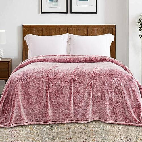 Image of Exclusivo Mezcla Plush Fuzzy Fleece Bed Blanket King Size, Super Soft, Fluffy and Warm Blankets for Couch, Bed, All Season (Mixed Deep Red, 90x104 inches)